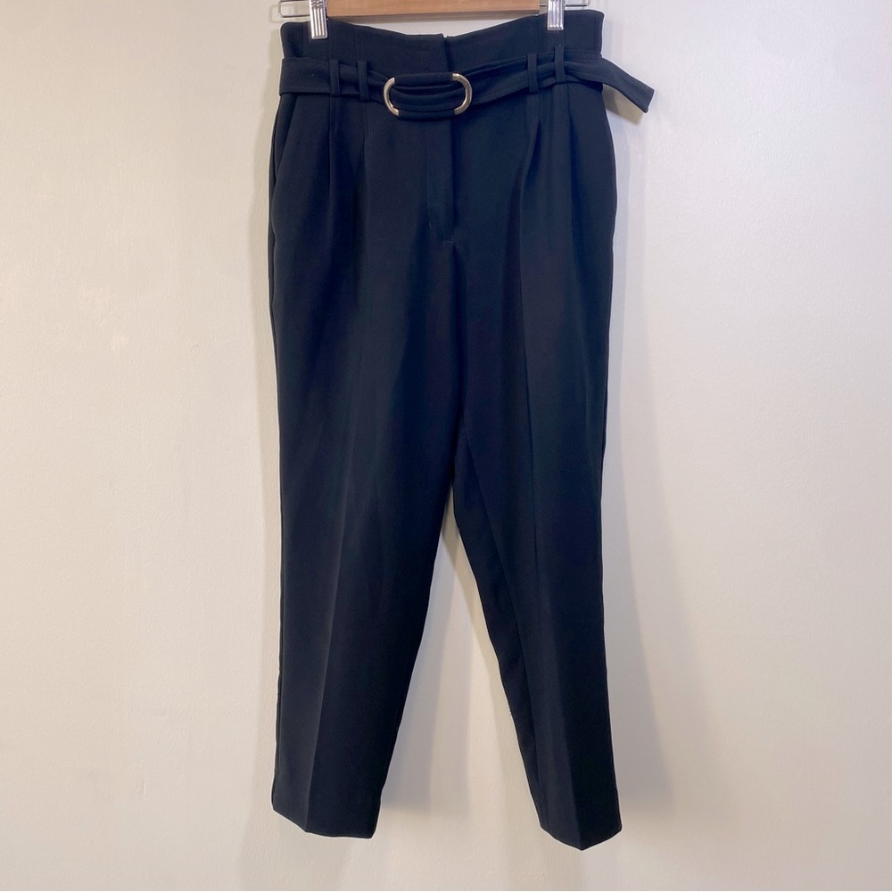 Express Elegant Black Ankle Pants with Paperbag Waist